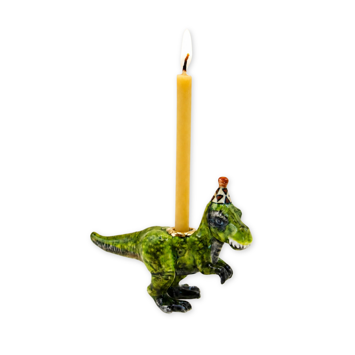 T-Rex porcelain party animal cake topper by Camp Hollow