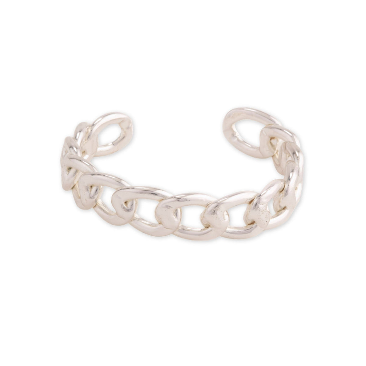 Silver Flat Chain Cuff bracelet by Taylor & Tessier, a stacking cuff made of flat silver curb chain links with open ends
