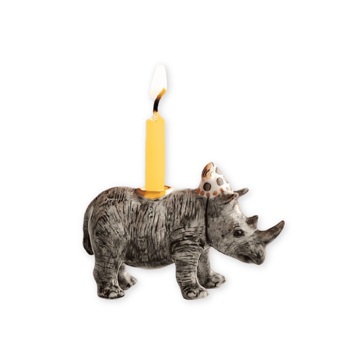 Rhino porcelain party animal cake topper by Camp Hollow