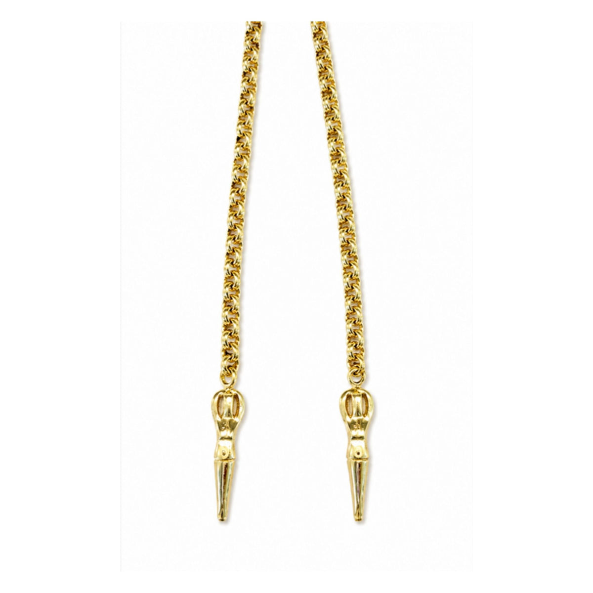 Sunny's Lariat Necklace gold chain with charm option 7, a pair of women charms, by Taylor & Tessier