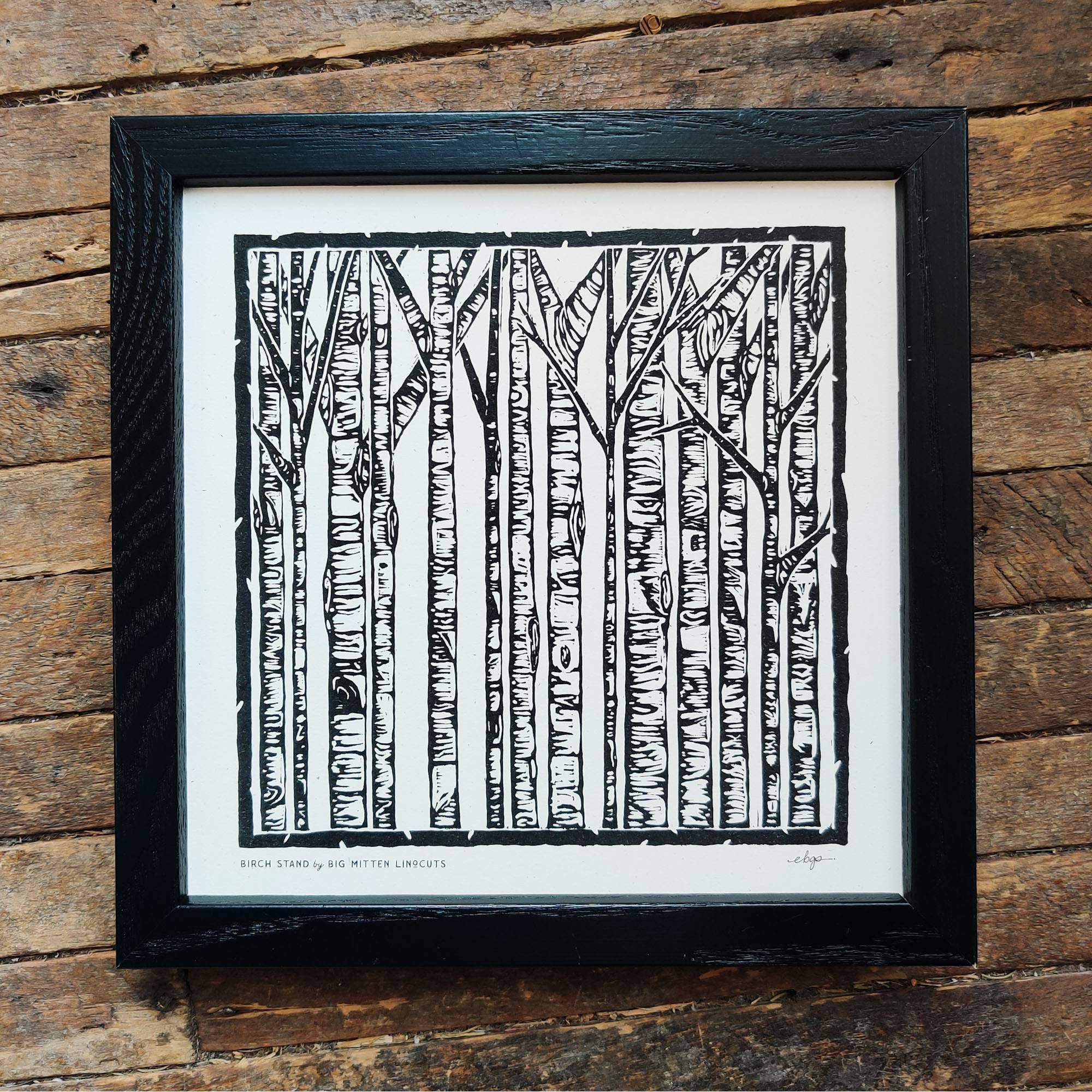 Birch Stand Linoprint