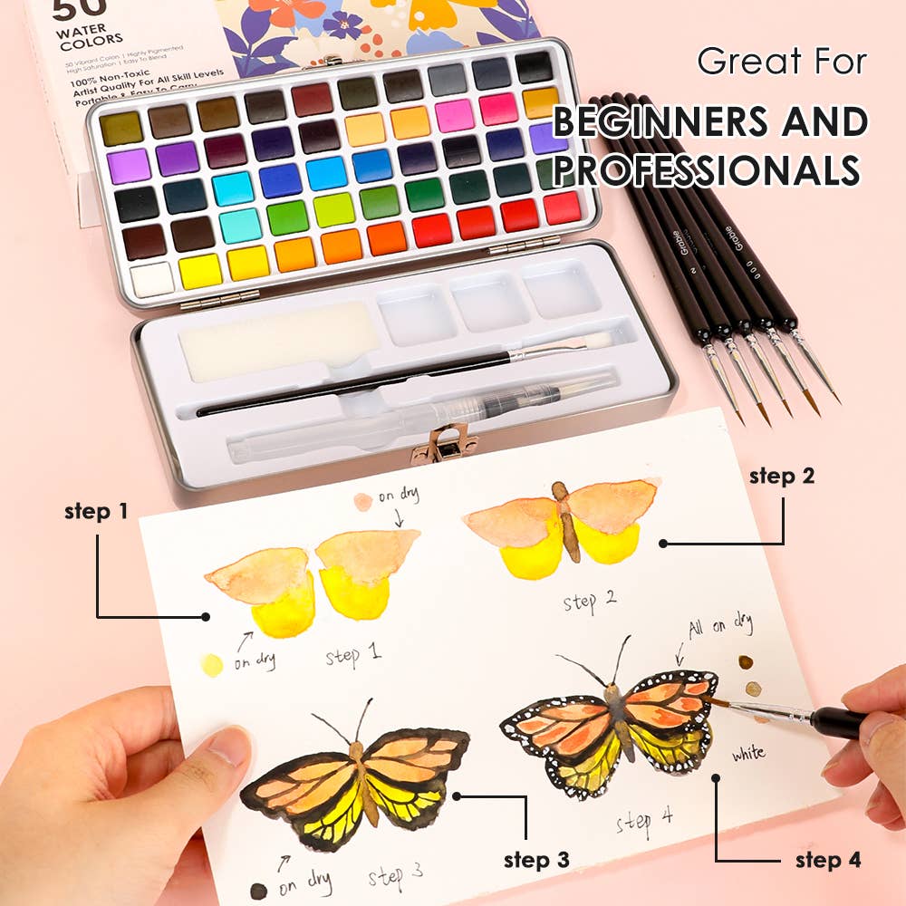 Watercolor Set Of 50 With Brush