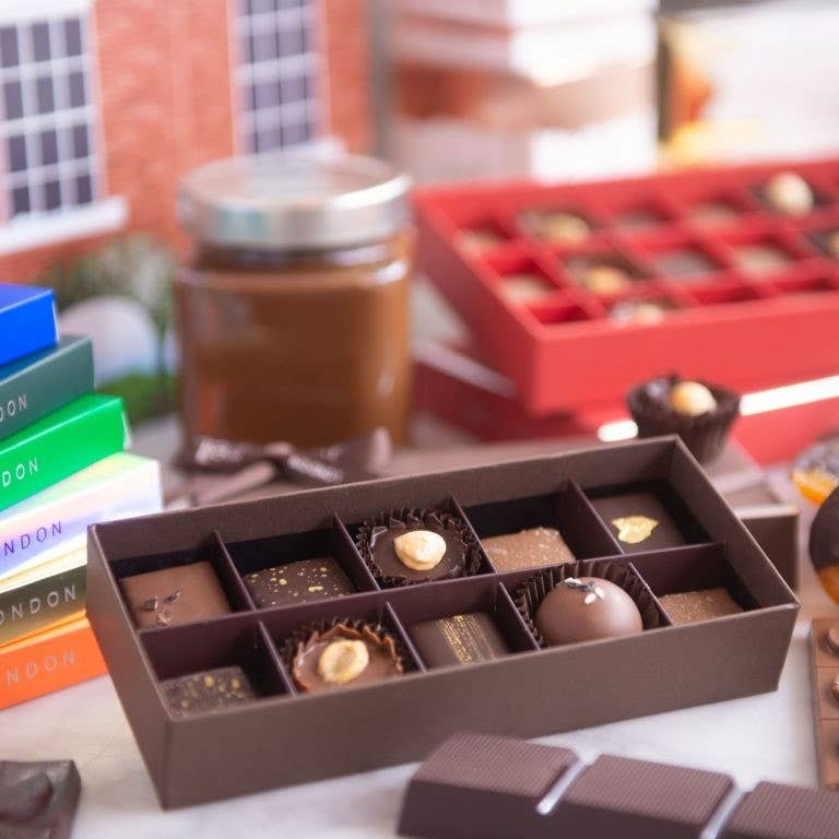 Holland Park Chocolate Advent Calendar from Melt Chocolates with dark and milk chocolate bars and orangettes