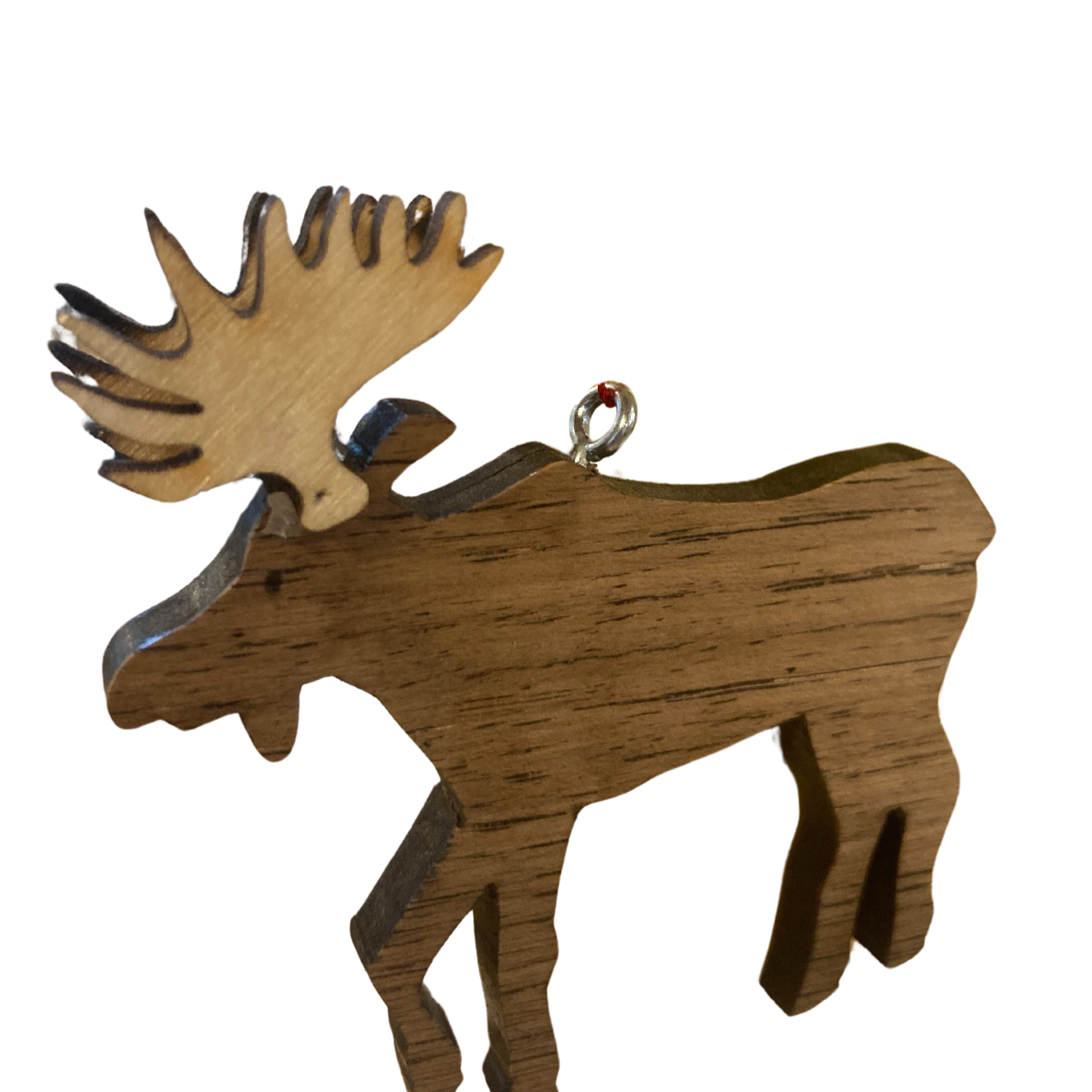 Hand Crafted Wood Moose Ornament