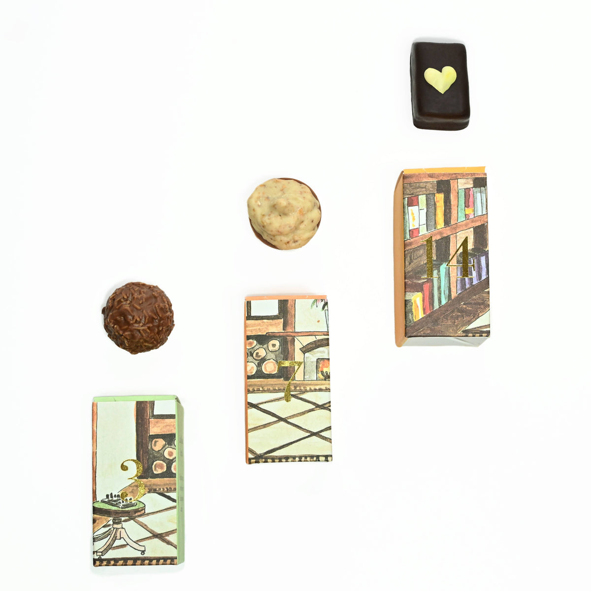 Log Cabin Chocolate Advent Calendar with 24 doors, each hiding a fresh organic chocolate from Melt Chocolates