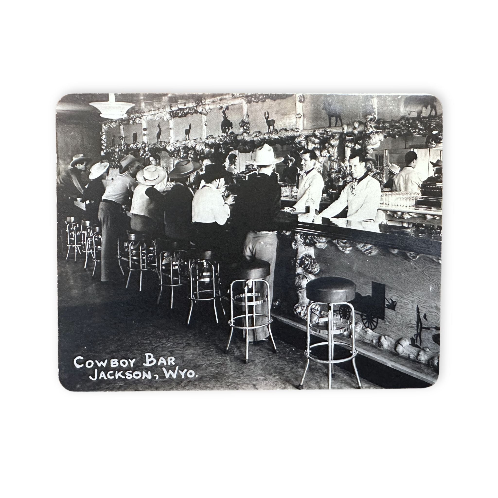 Vintage-style photo of a cowboy bar in Jackson, Wyo.