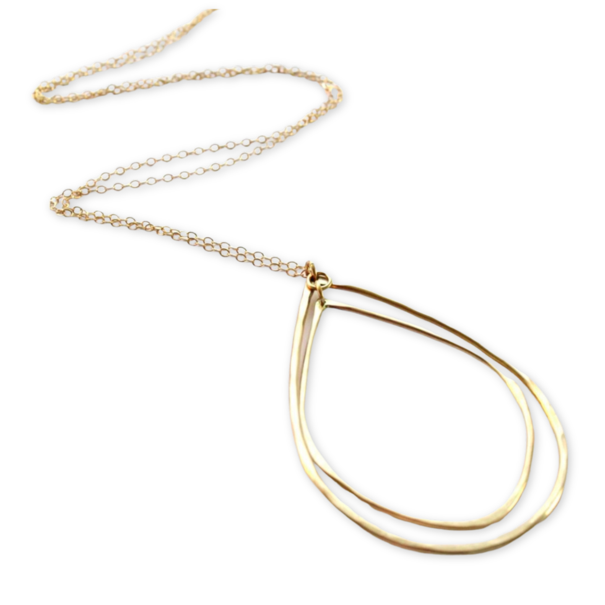 necklace with two nesting teardrops on a simple chain