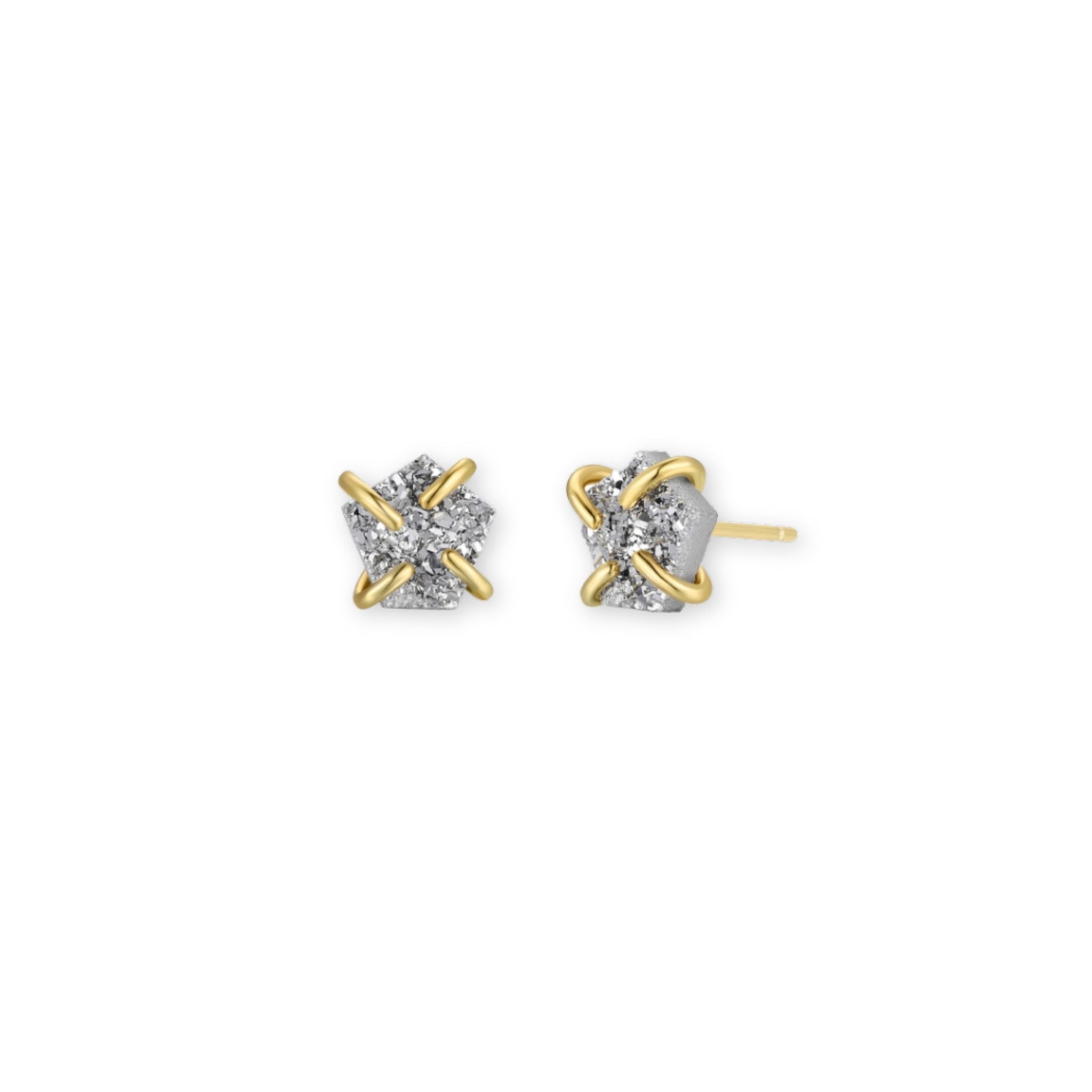 Silver Druzy Prong Stud