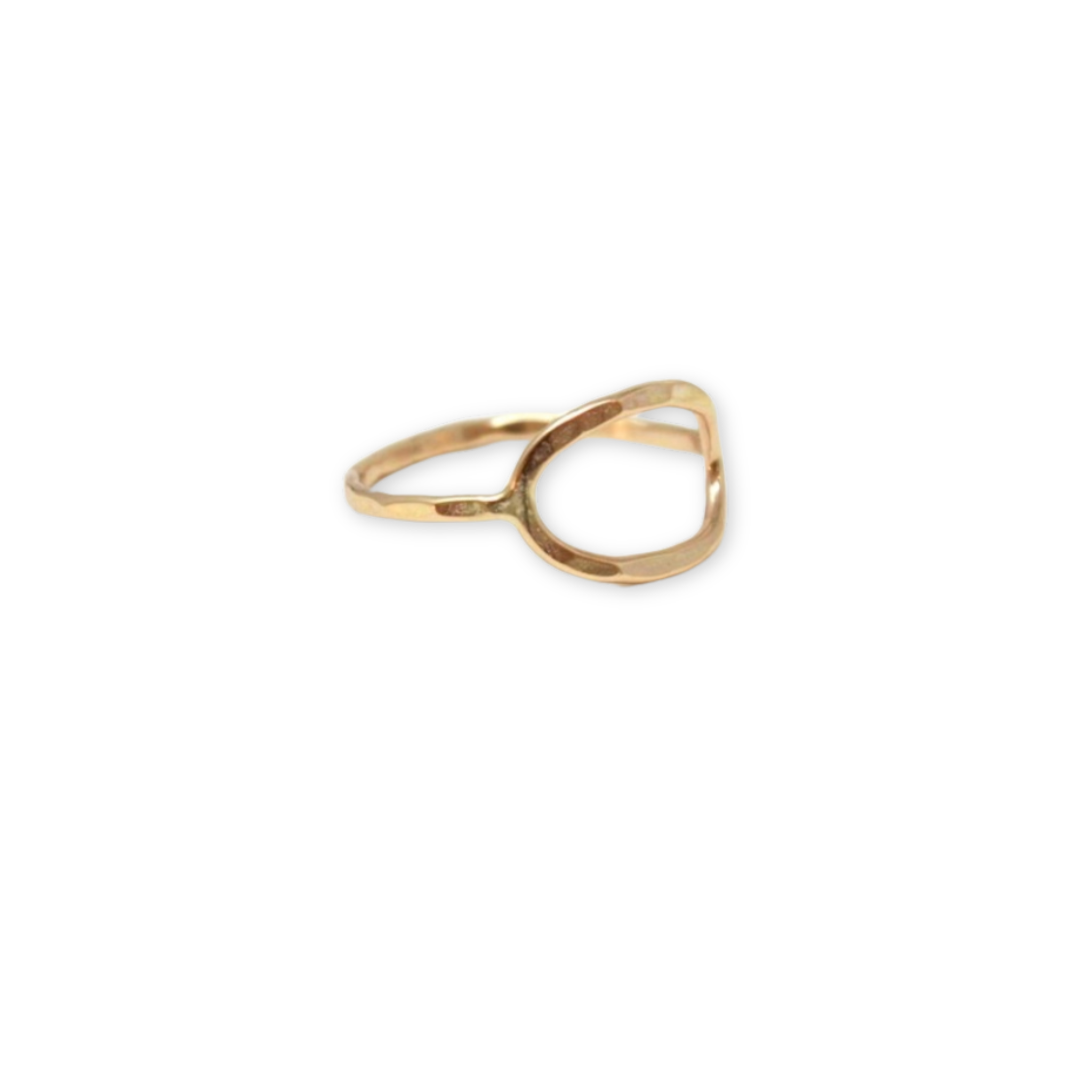 hammered ring band with a large open oval