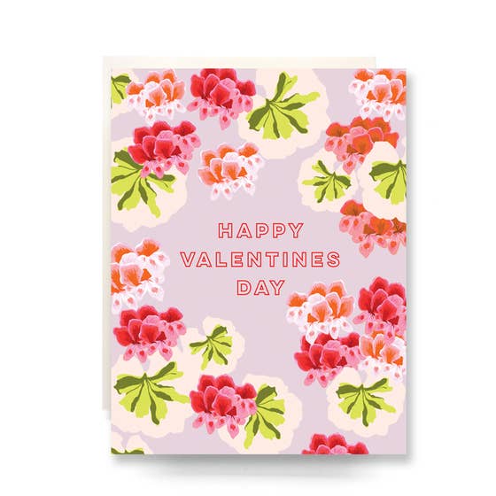 Valentine's Day card with floral design and 'Happy Valentine's Day' text.