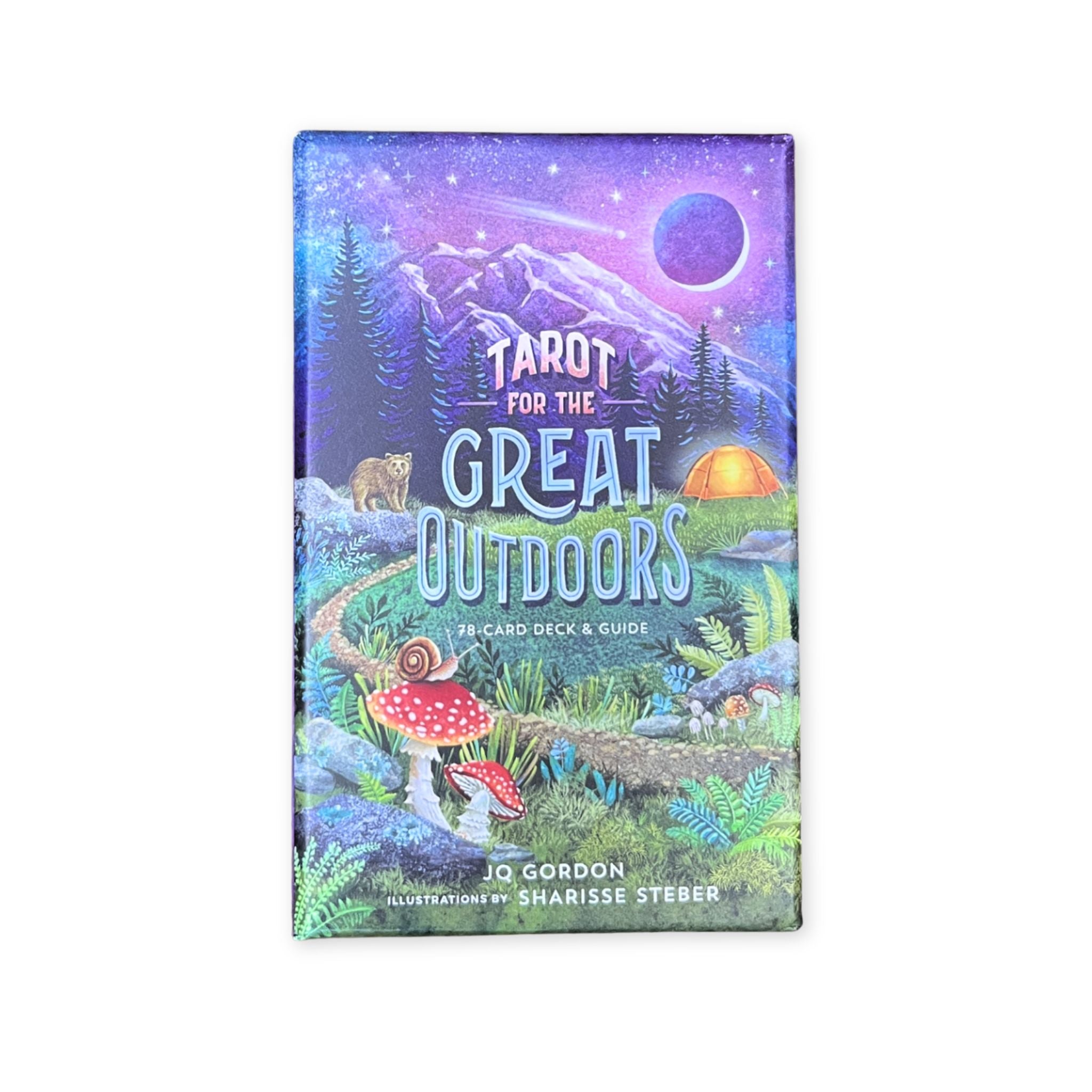 Tarot cards for the Great Outdoors with a colorful forest design on the cover.