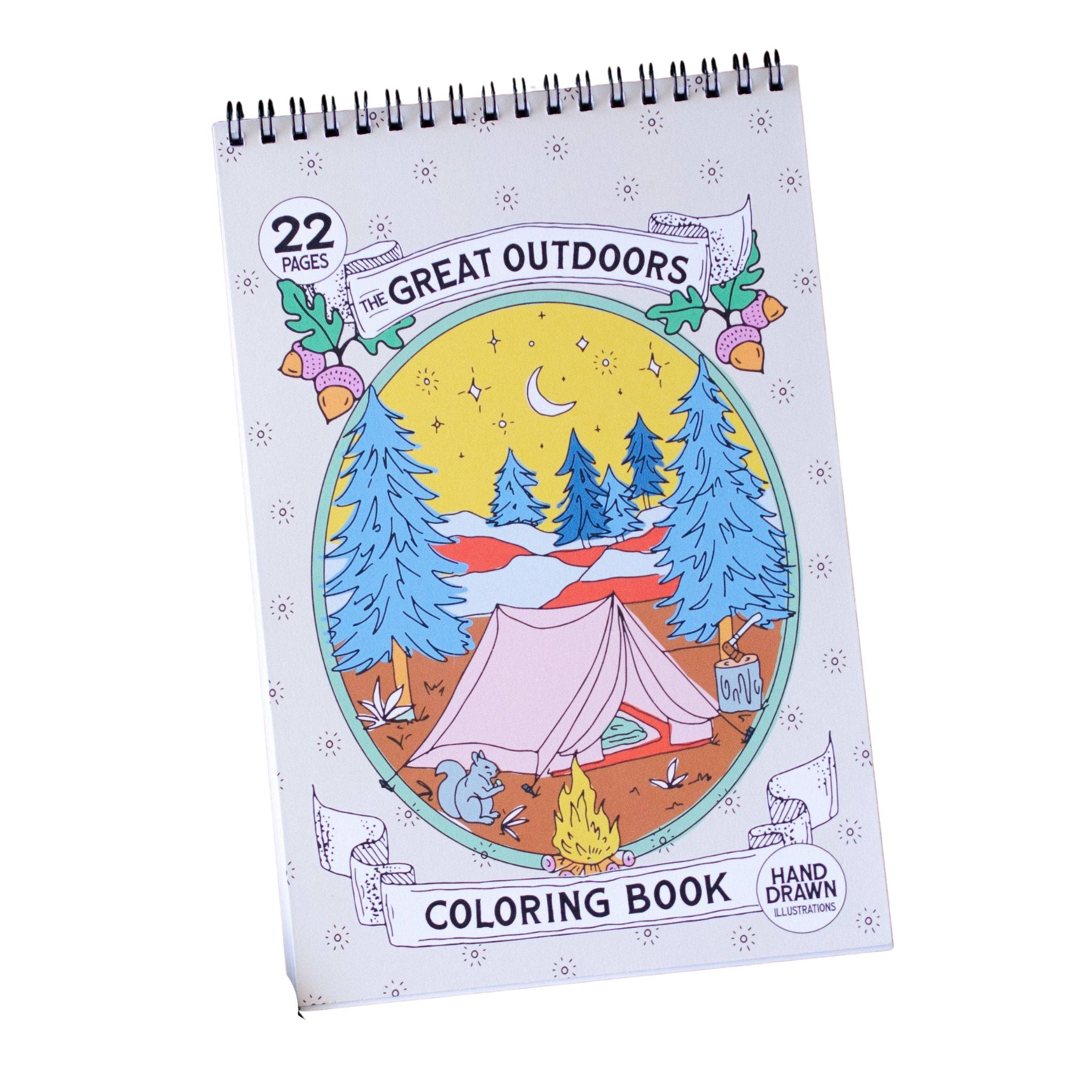 Coloring Book of the outdoors with hand drawn illustrations