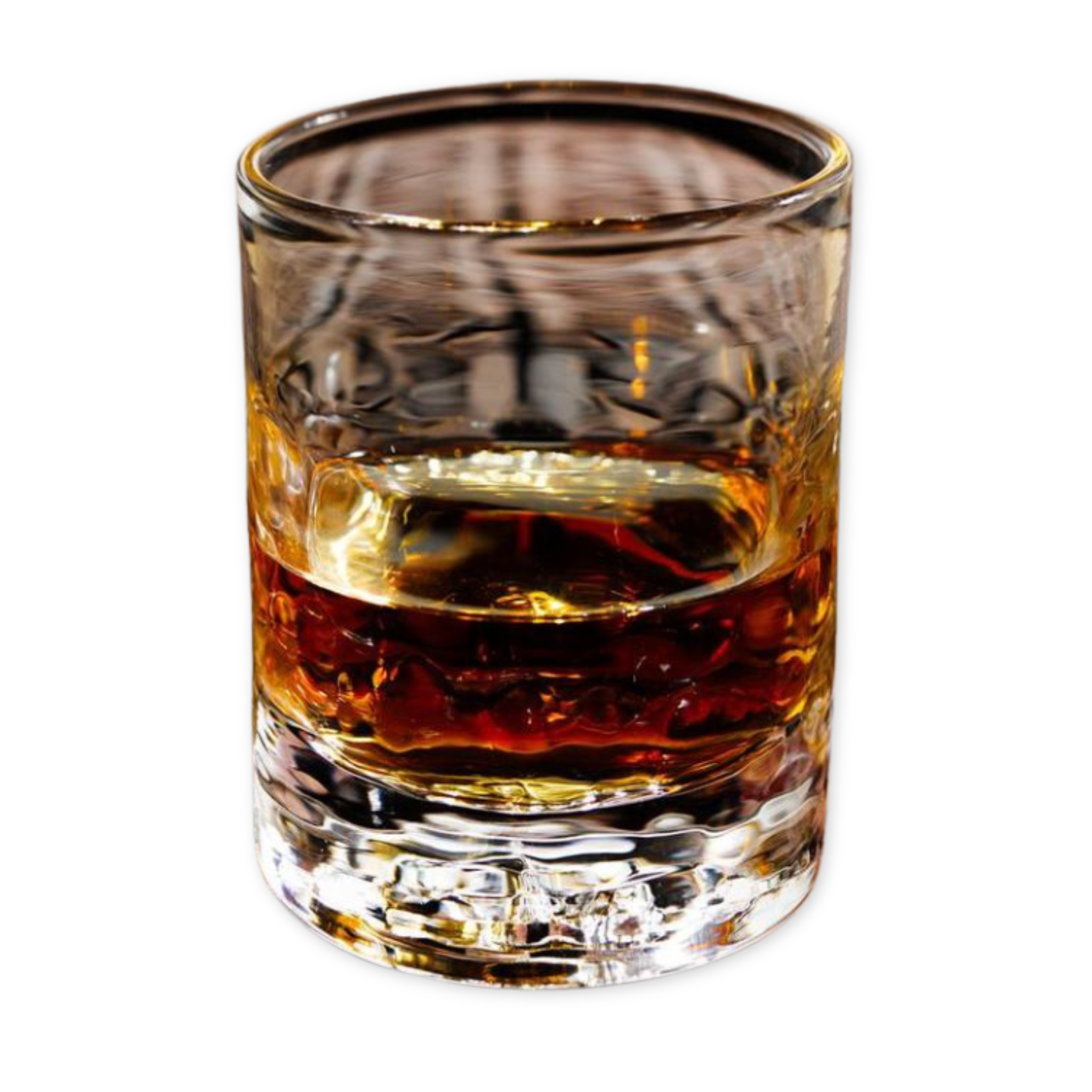 hand blown whiskey tumbler with a stamped bottom