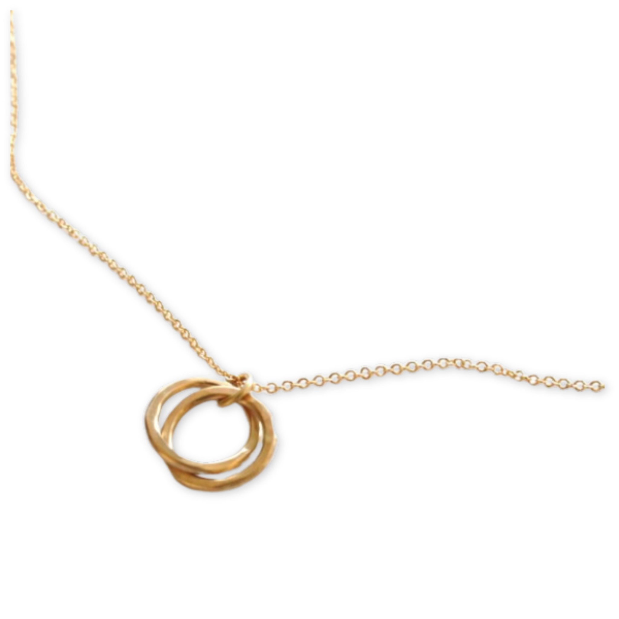 necklace with two interlocking hammered hoops