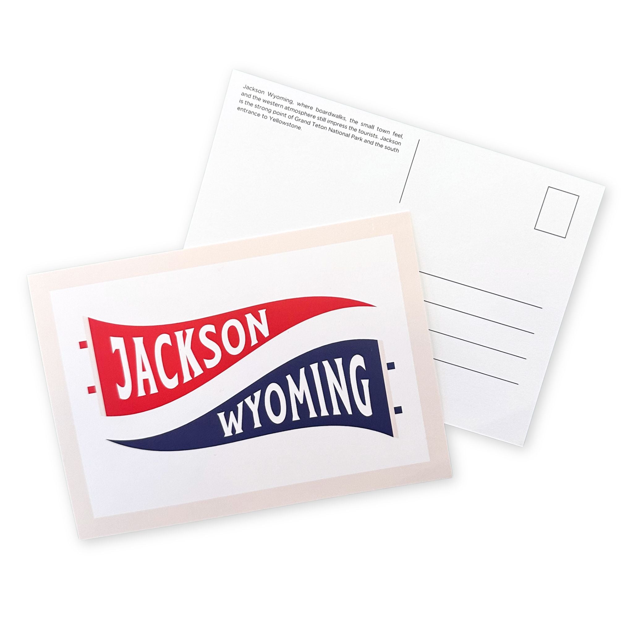 Postcard with Jackson Wyoming pennant design.