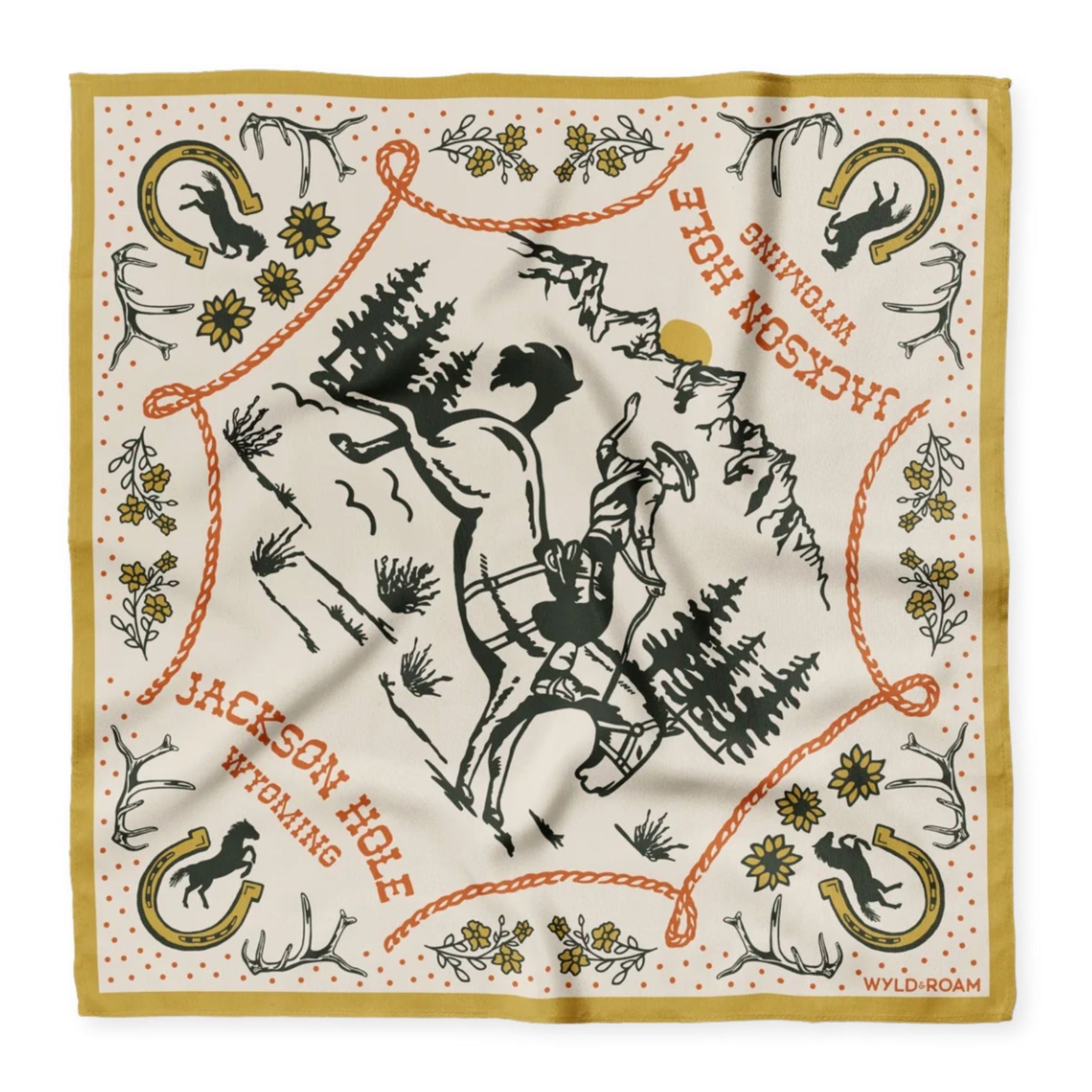 Bandana with Bucking Horse, Antlers and Horseshoes