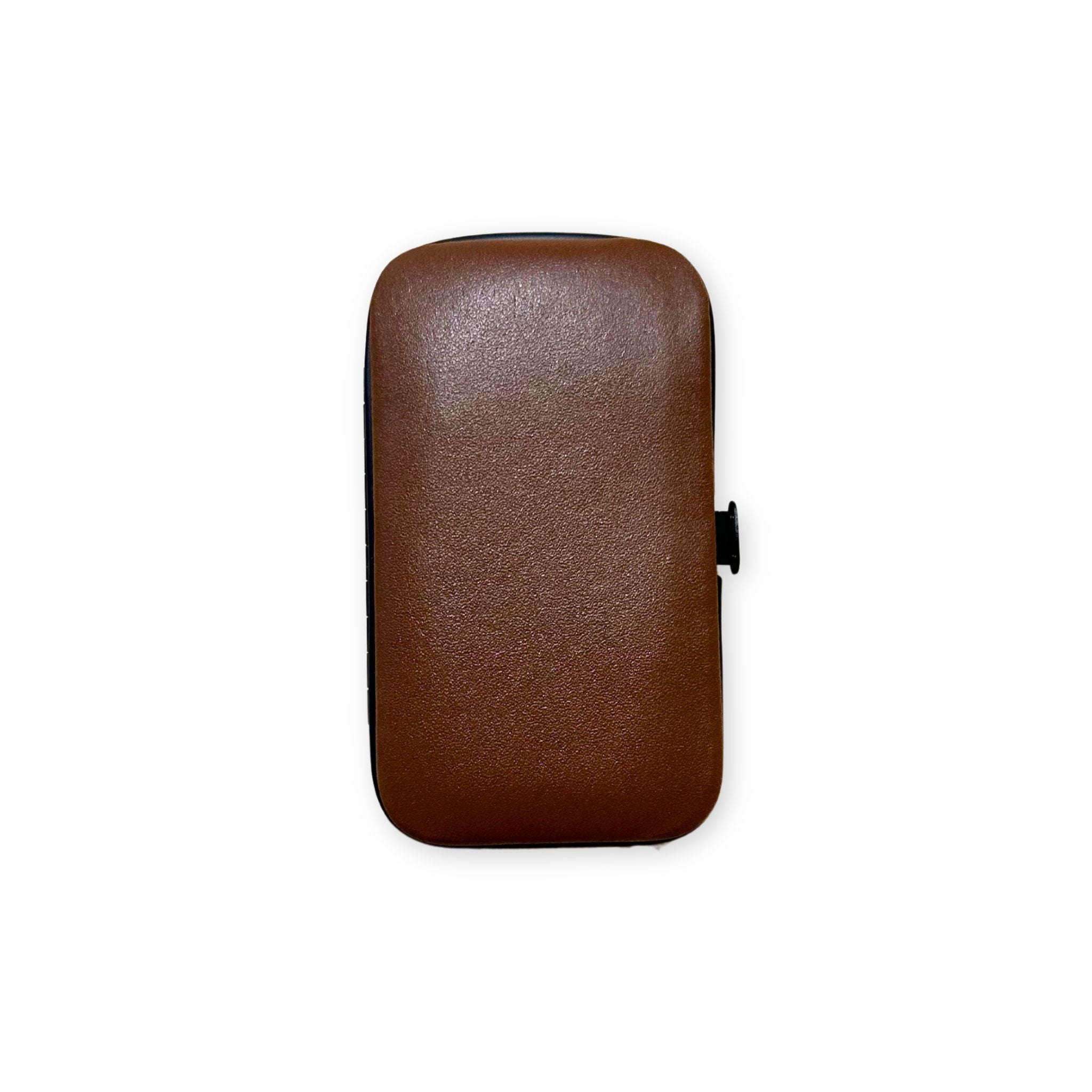 Brown leather case on a white background
