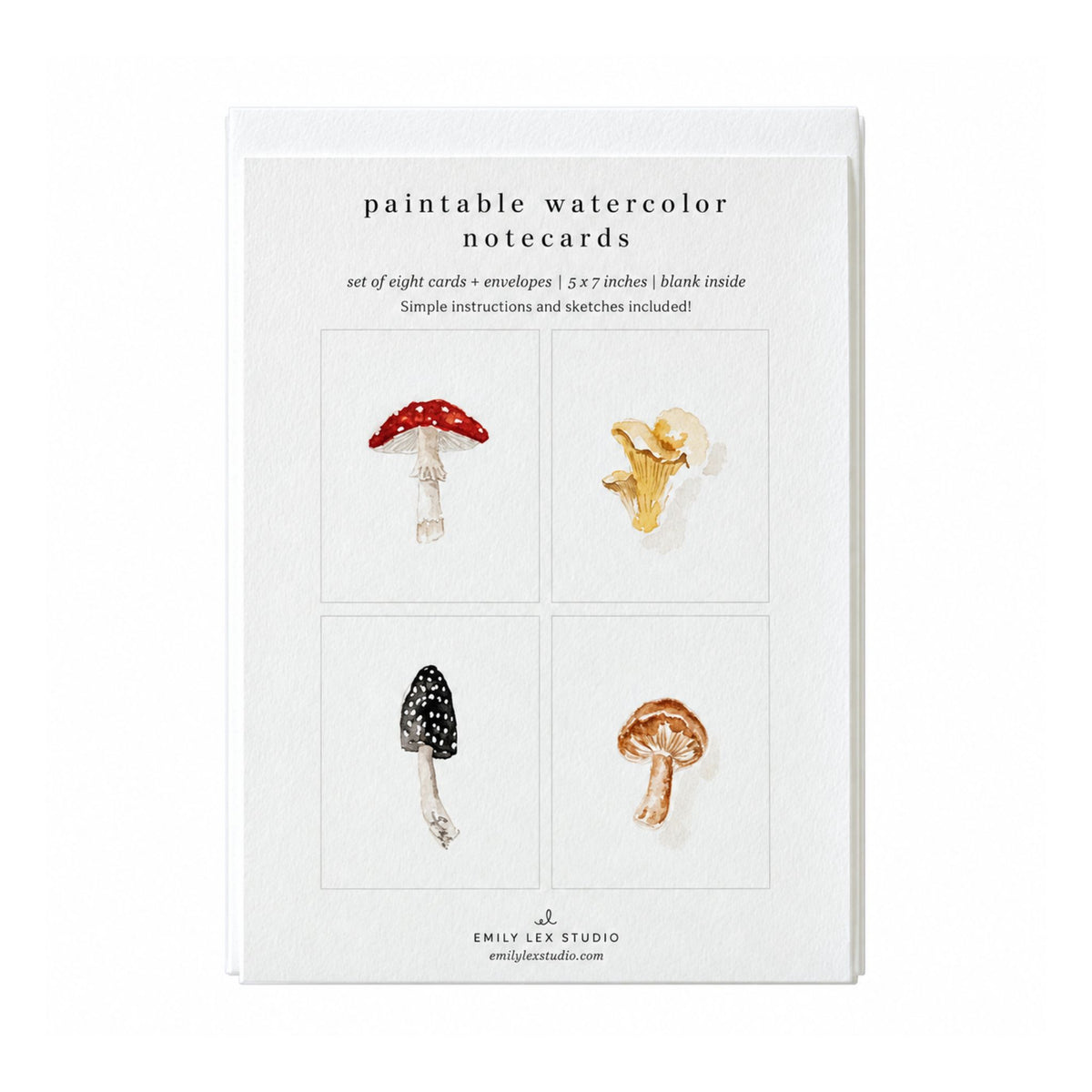 Mushrooms Paintable Watercolor Notecard Set