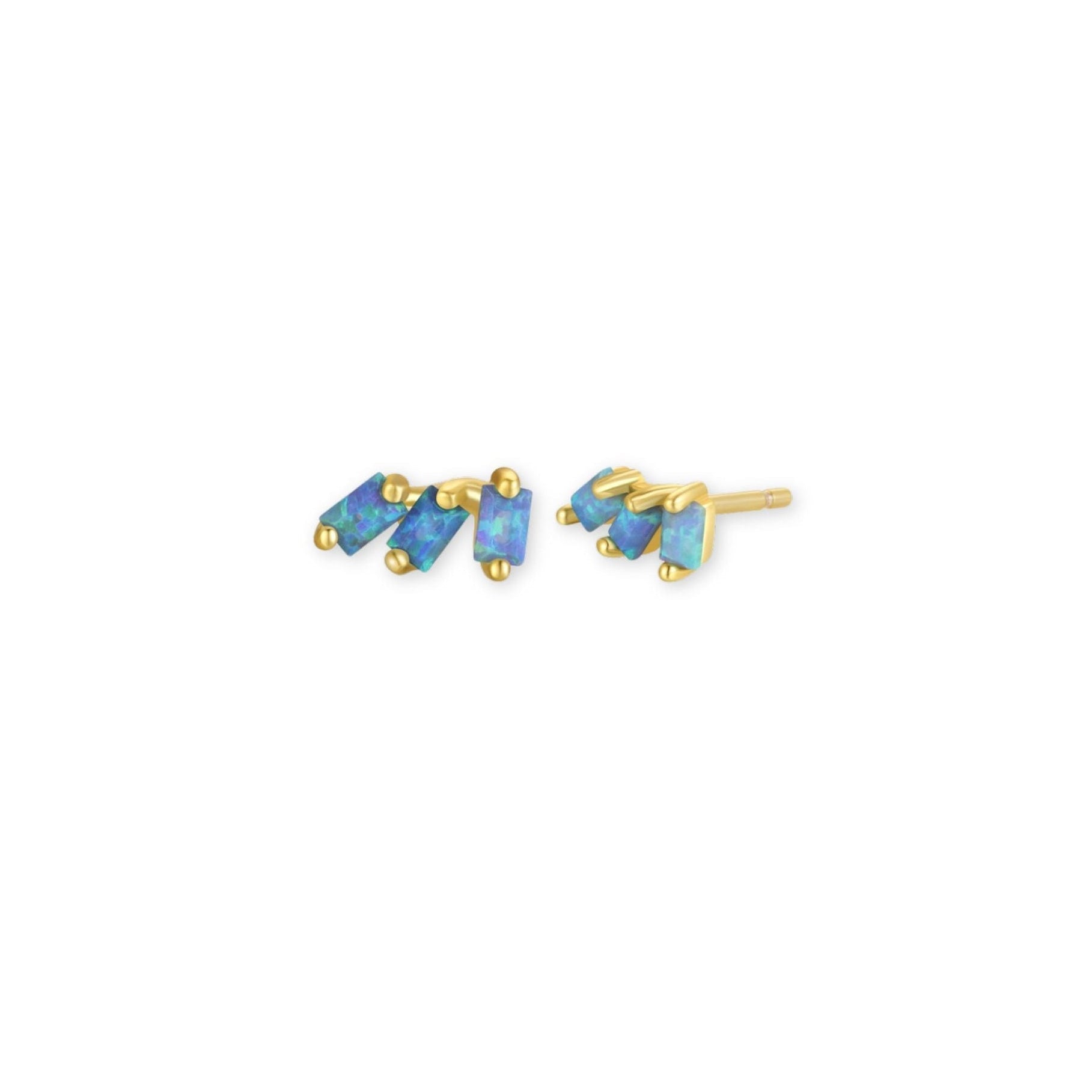Offset Trio Fire Opal Earrings