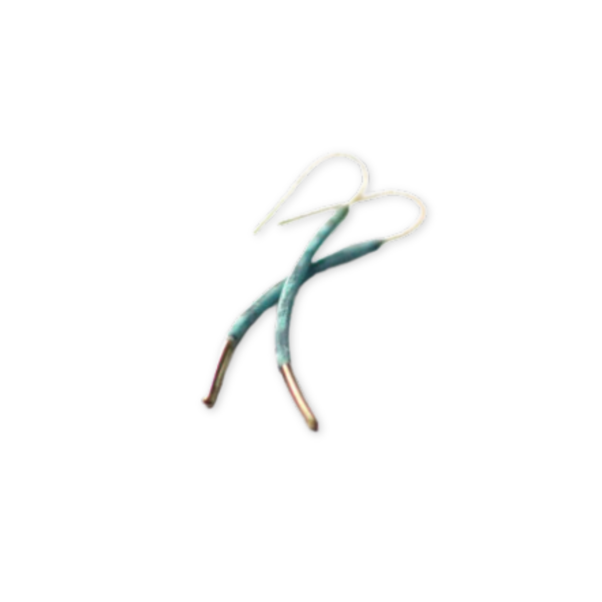 dangle earrings with a natural patina finish and brass tips
