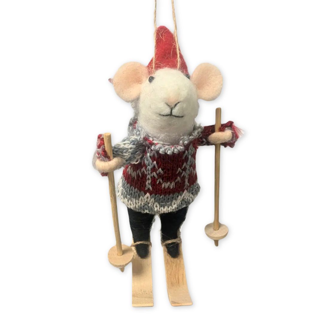 Nordic Skiing Mouse Ornament