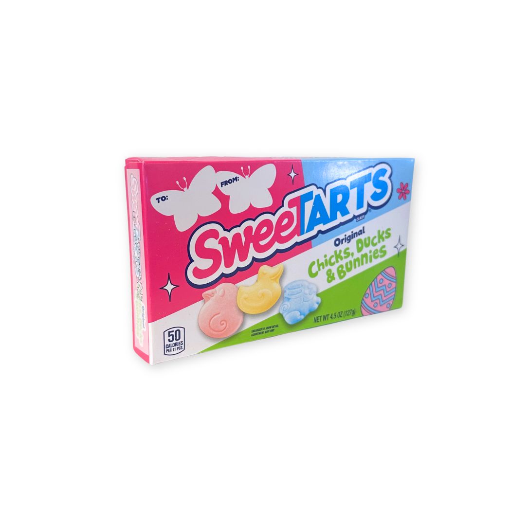 Box of Sweetarts candy with Easter-themed design on a white background