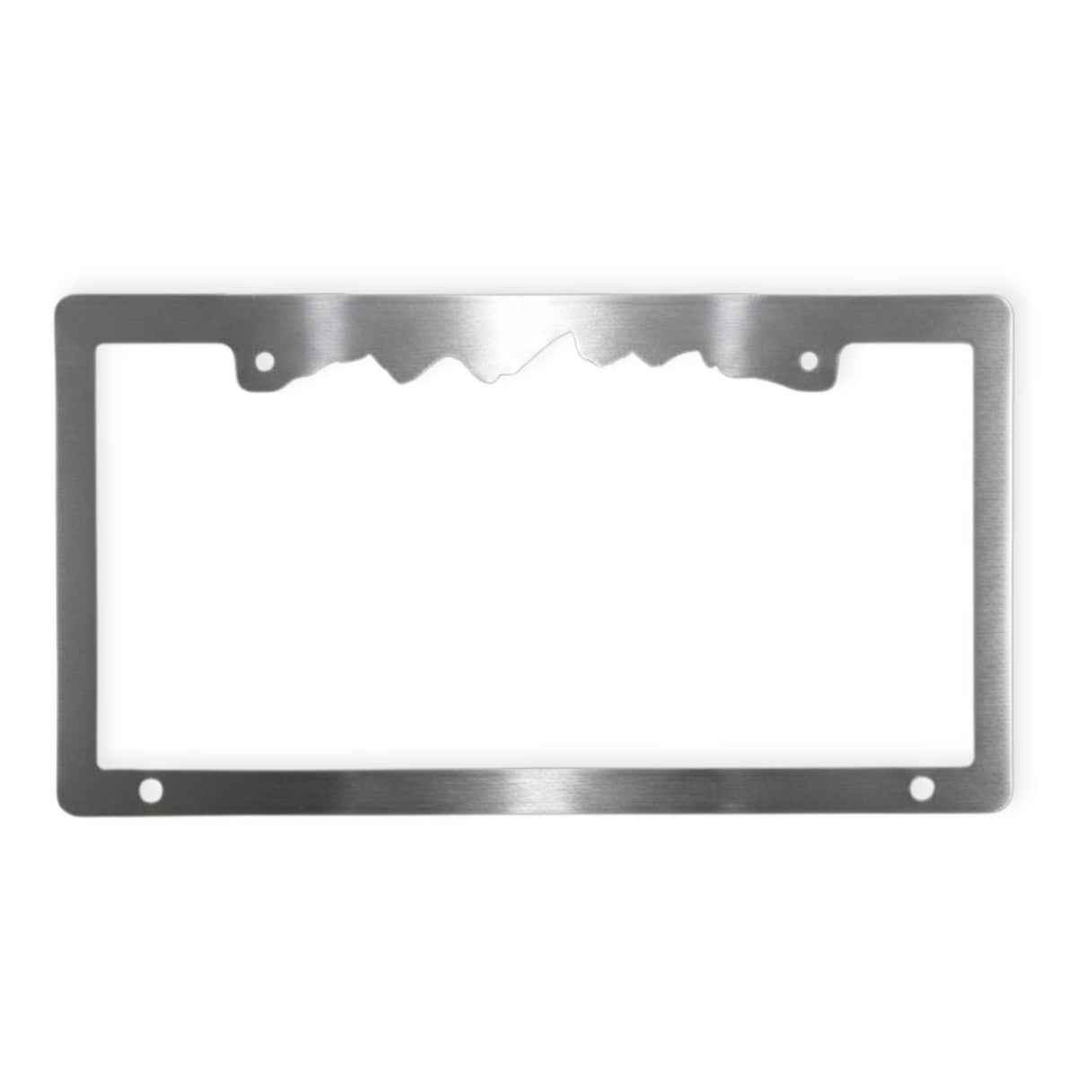 Metallic license plate frame on a white background