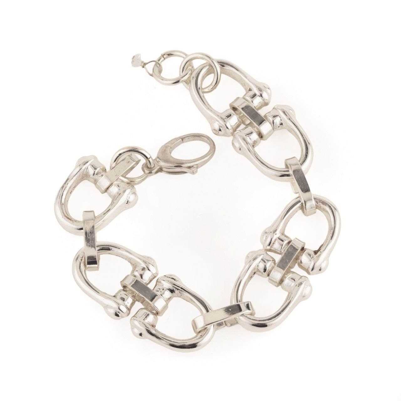 Silver chain bracelet on a white background