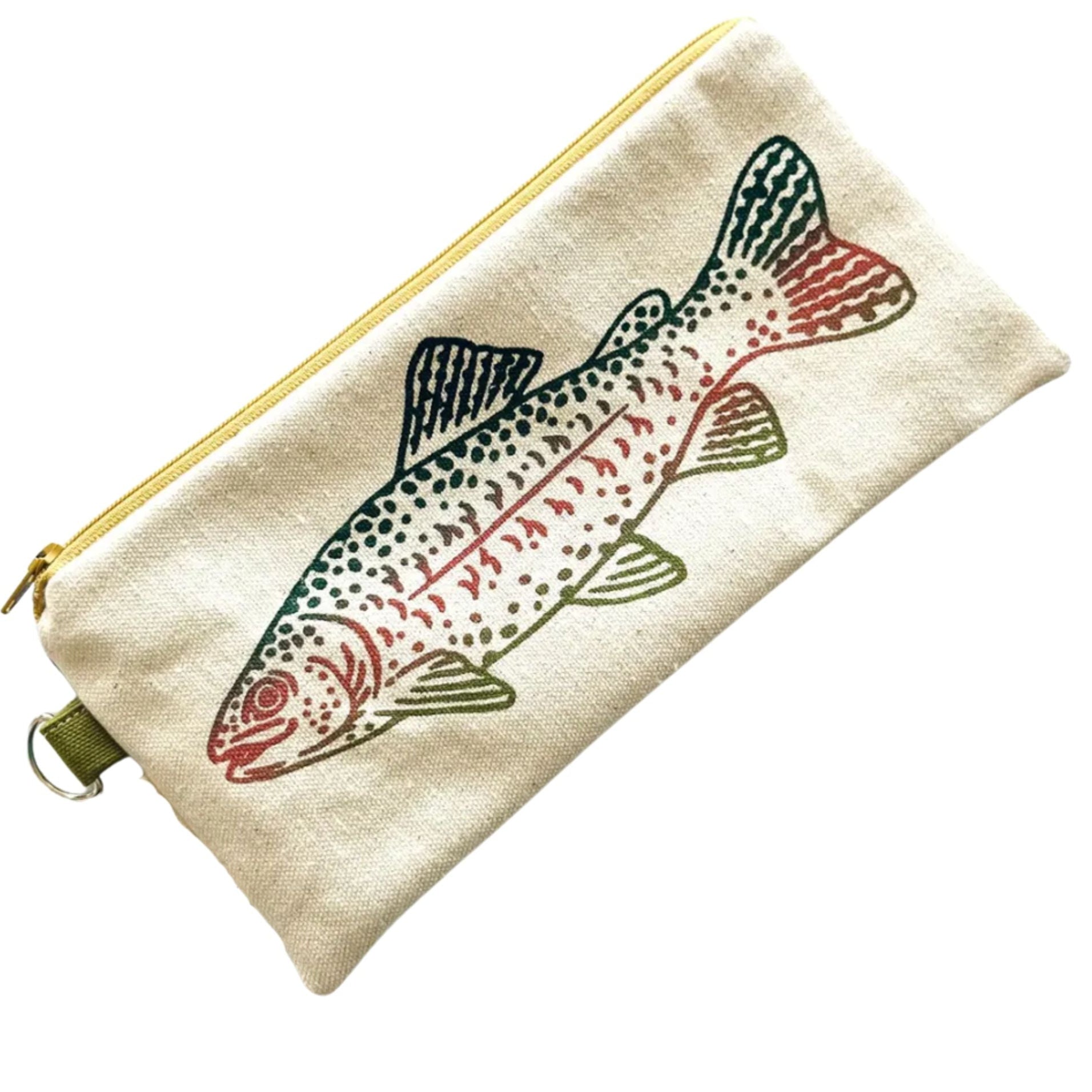 zipper pouch with rainbow trout