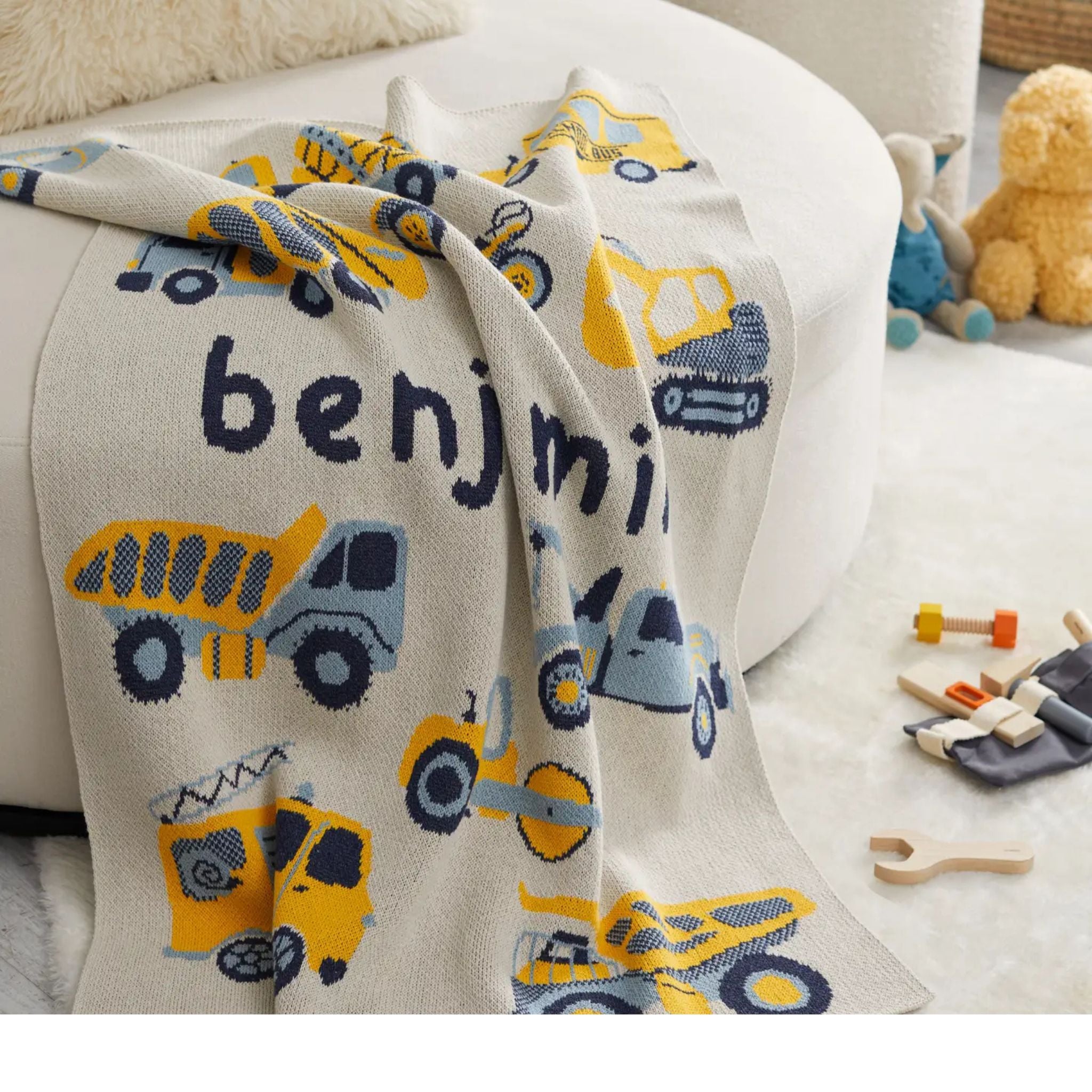 Trucks Baby Blanket - Customizable