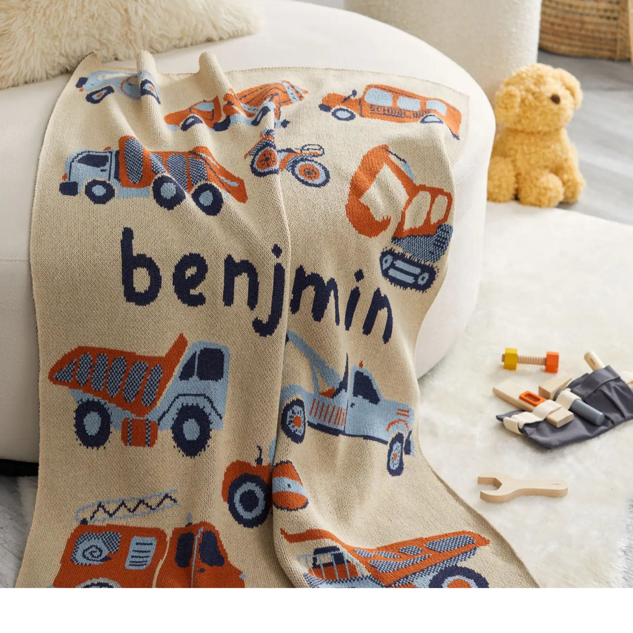 Trucks Baby Blanket - Customizable