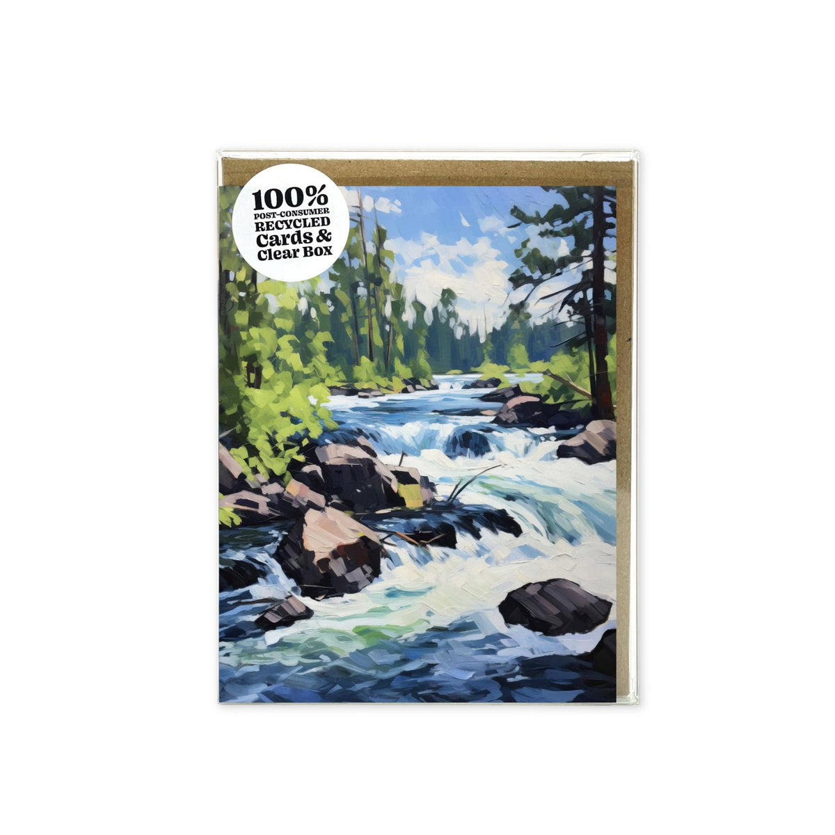 Box set of four square landscape art prints showing different scenic river and canyon paintings.