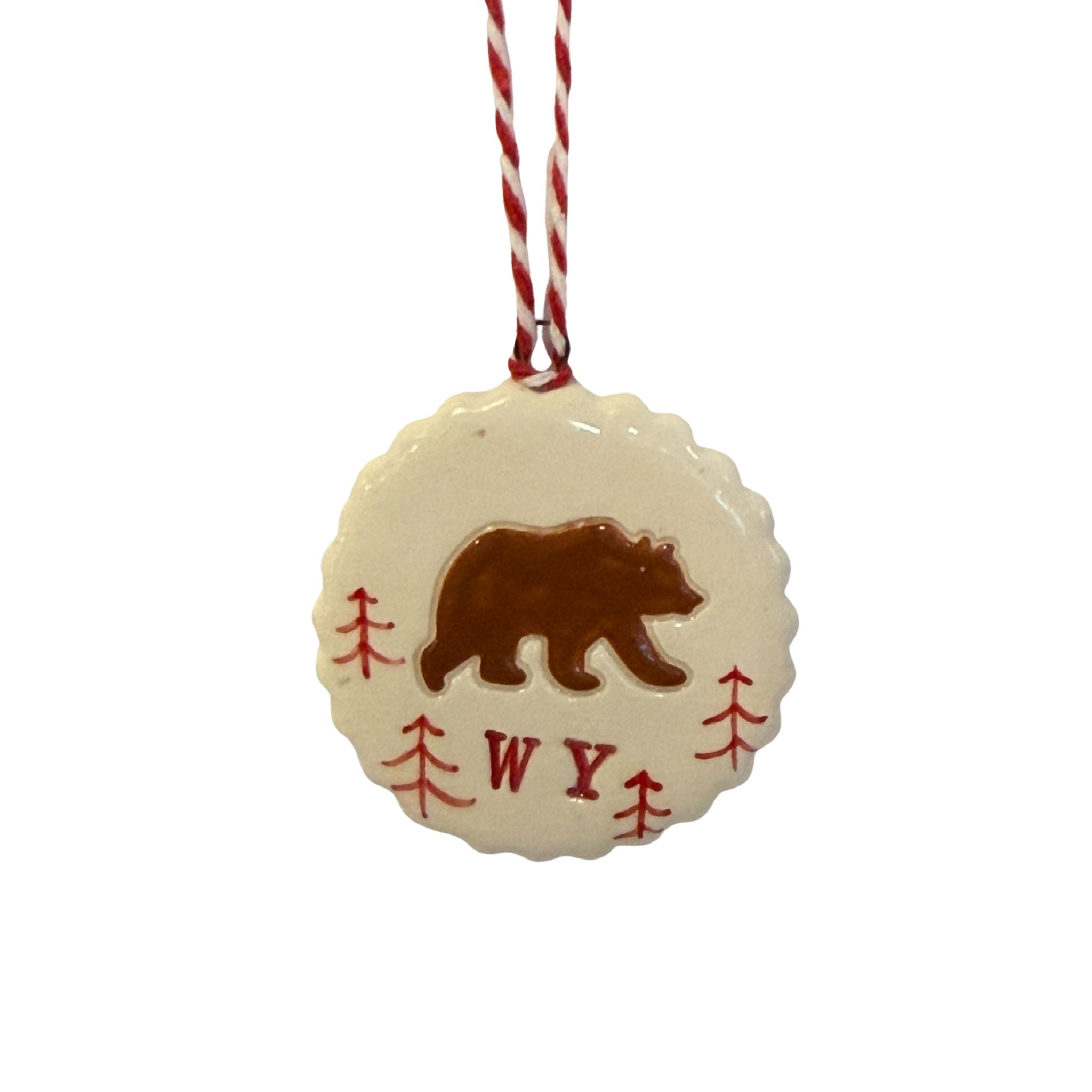 Hand Painted Wyoming Bear Ornament