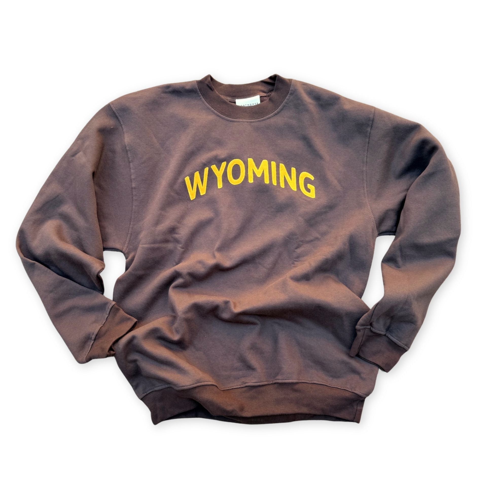 Brown Hoodie with text across the front