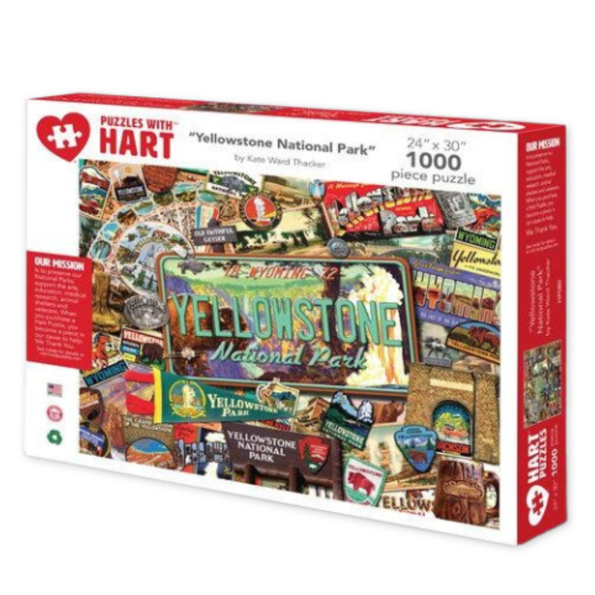 one thousand piece puzzle featuring souvenirs and images from yellowstone national park