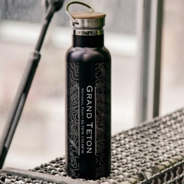 Grand Teton National Park Engraved Bottle With Bamboo Top