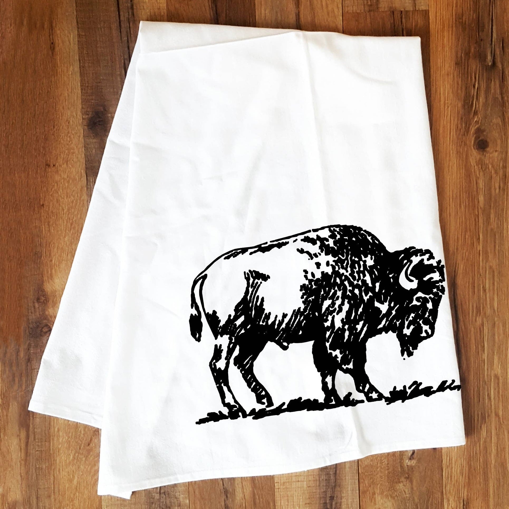 Bison Screen Printed Tea Towel