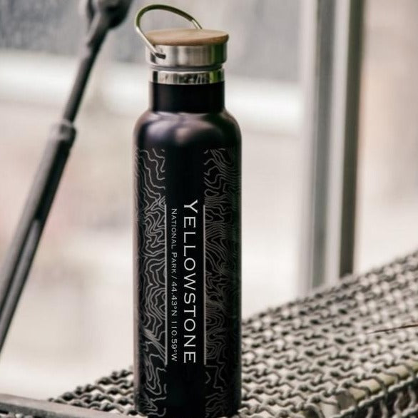 Yellowstone National Park Engraved Bottle With Bamboo Top