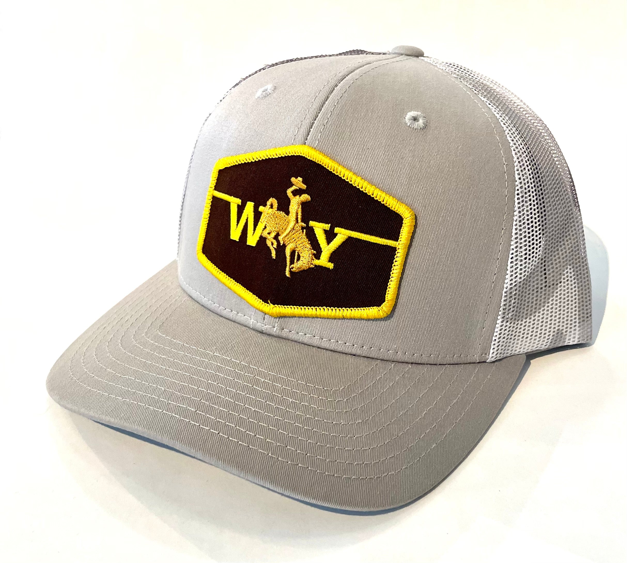 Light Grey with White- Grey Camo Mesh Back Wyoming Bronco Hat