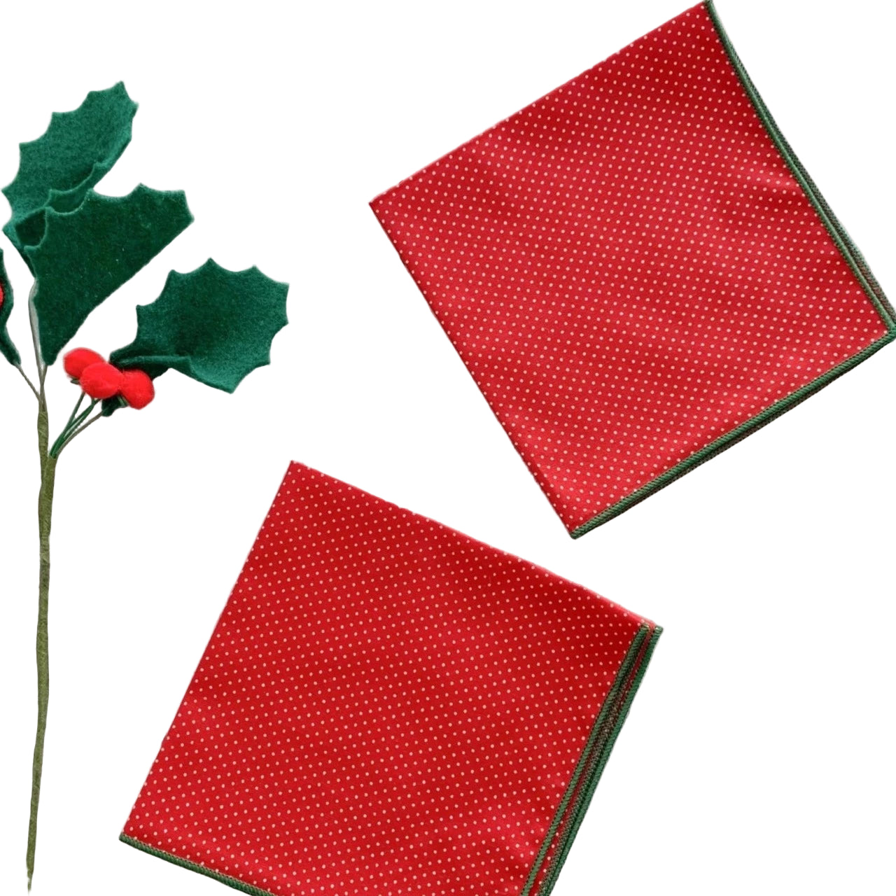 Red Pin Dot Cloth Cocktail Napkins