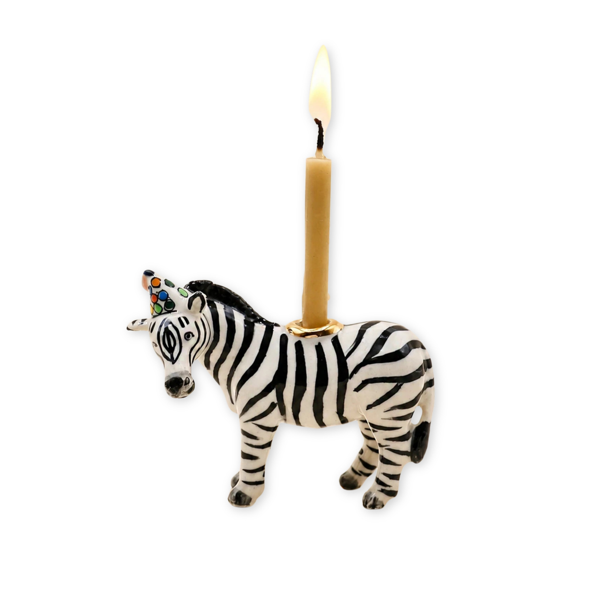 Zebra porcelain party animal cake topper by Camp Hollow
