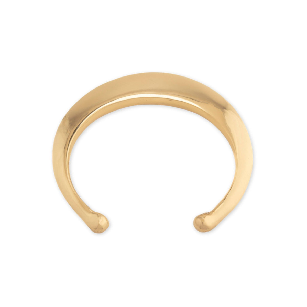 Brass Ridge Cuff bracelet by Taylor & Tessier, a wide tapered solid brass stacking cuff with rounded ball ends