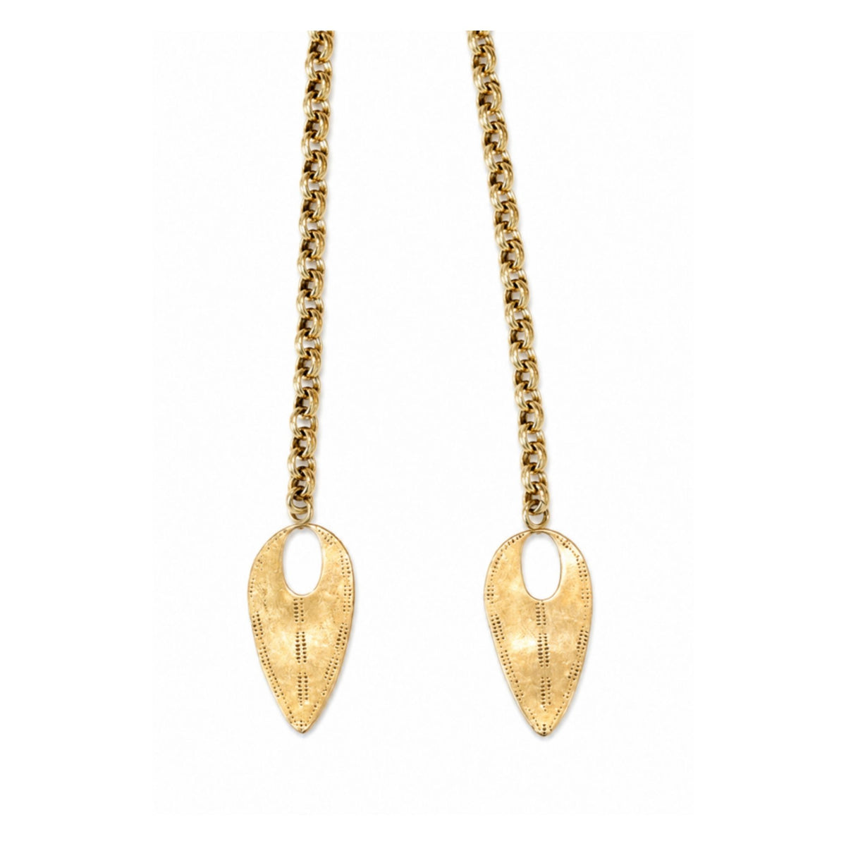 Sunny's Lariat Necklace gold chain with charm option 5, a sun leaf charm, by Taylor & Tessier