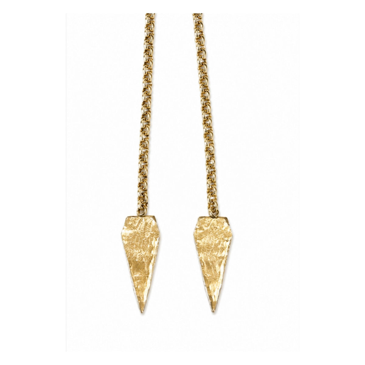 Sunny's Lariat Necklace gold chain with charm option 6, an arrowhead charm, by Taylor & Tessier