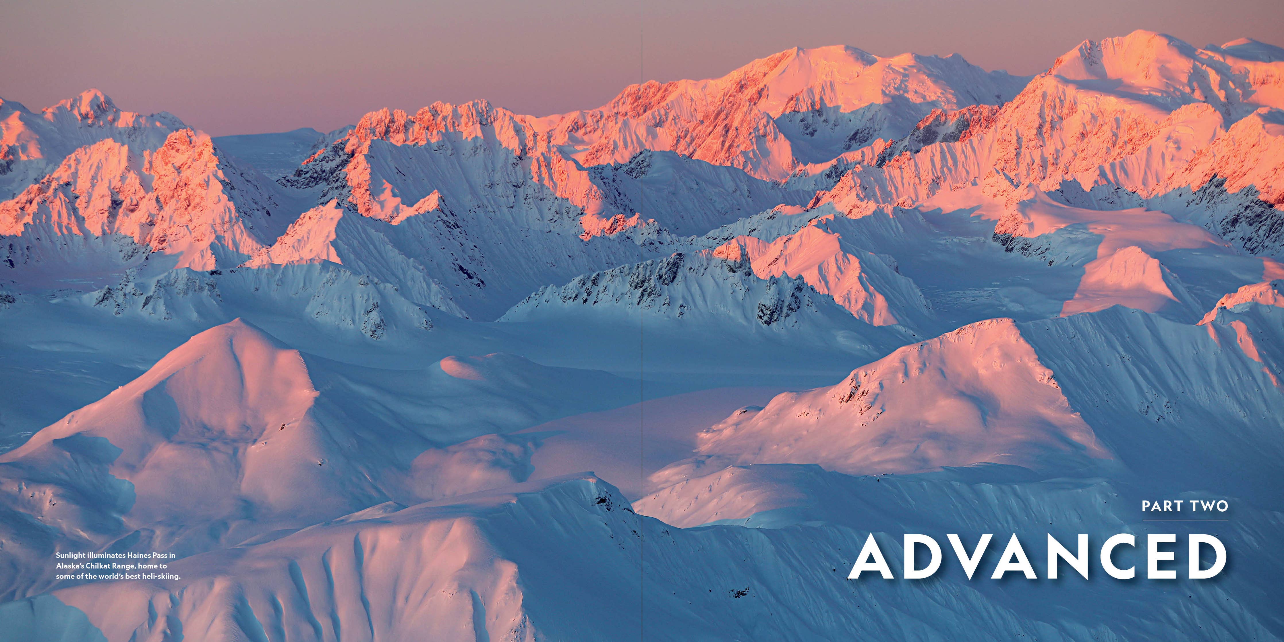 Snowy mountain landscape with 'Advanced' text at the bottom