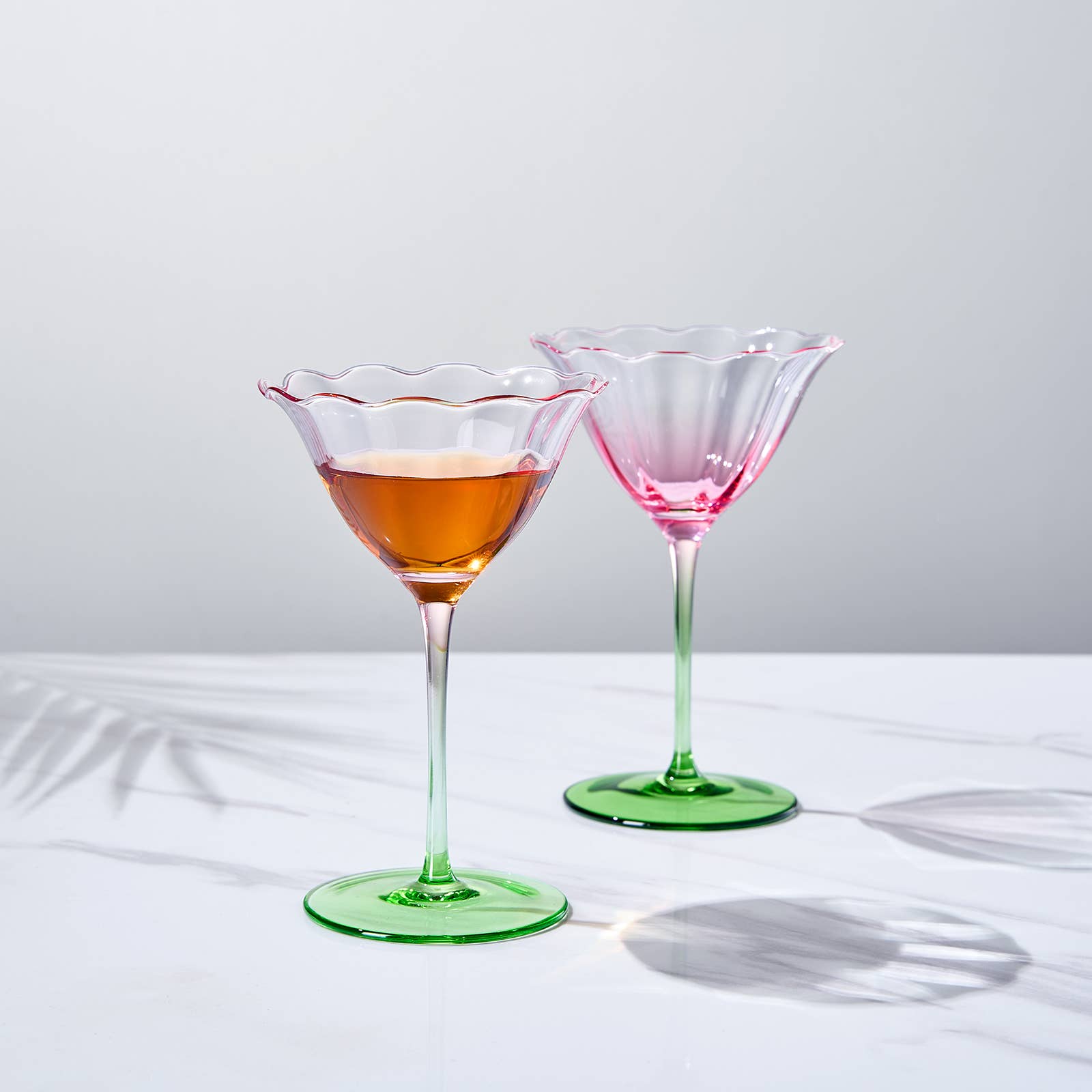 Tulip-Shaped Champagne Coupe Glass Set of 2