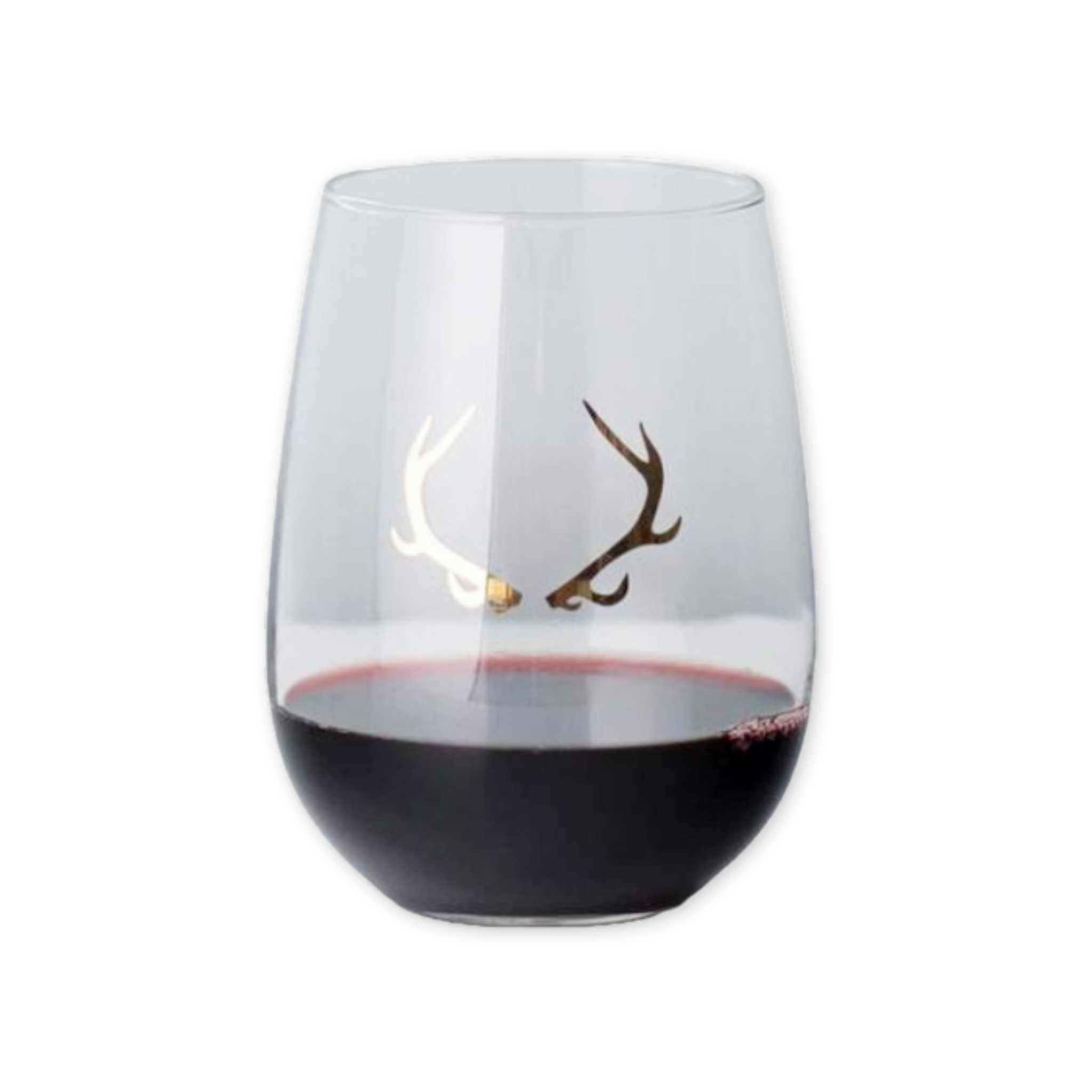 wine glass with gold antler design