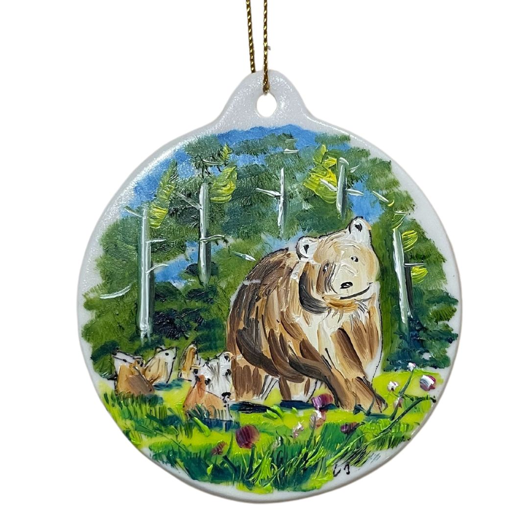 399 Bear and Cubs Ornament - Hand Painted