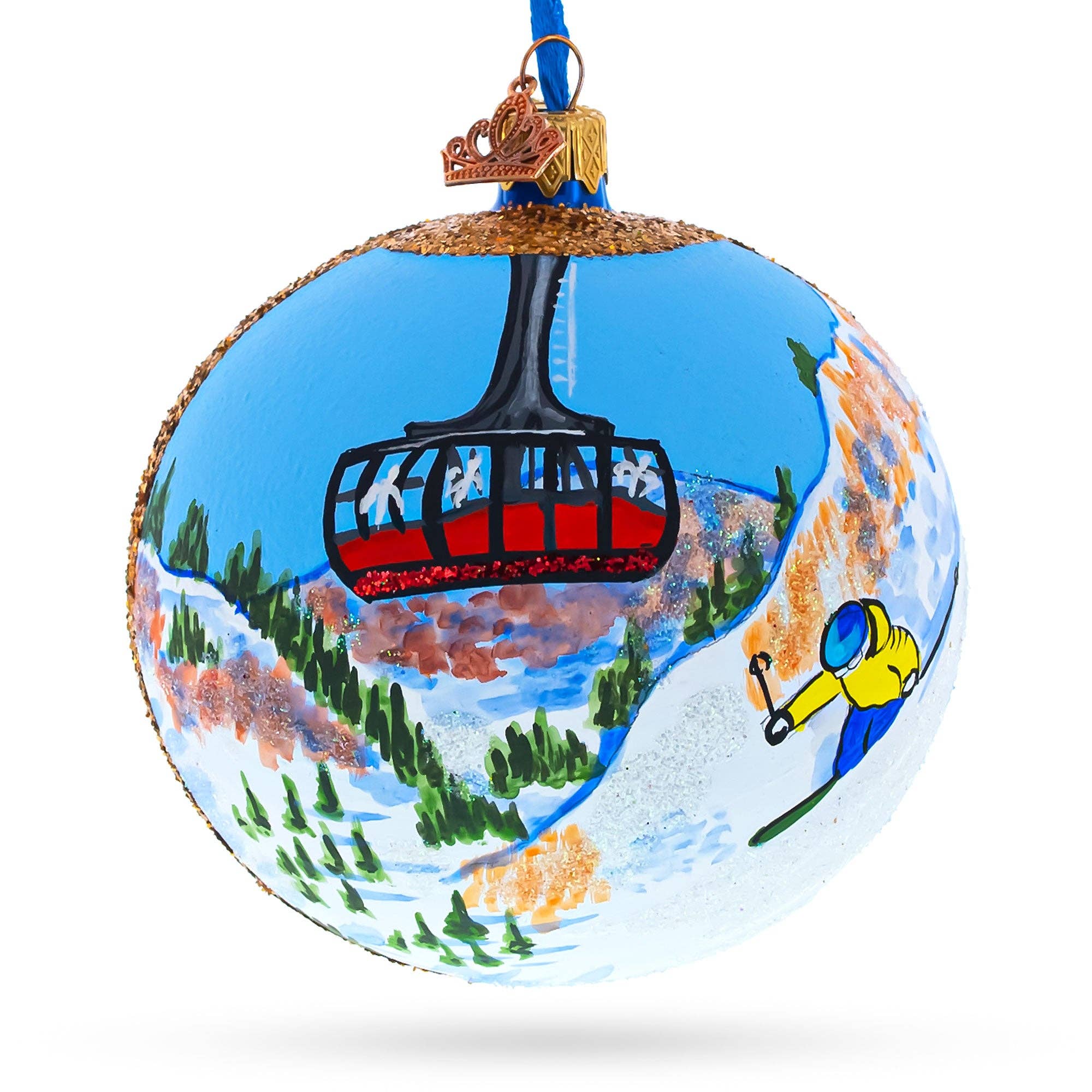 Jackson Hole Ski Resort Glass Ornament