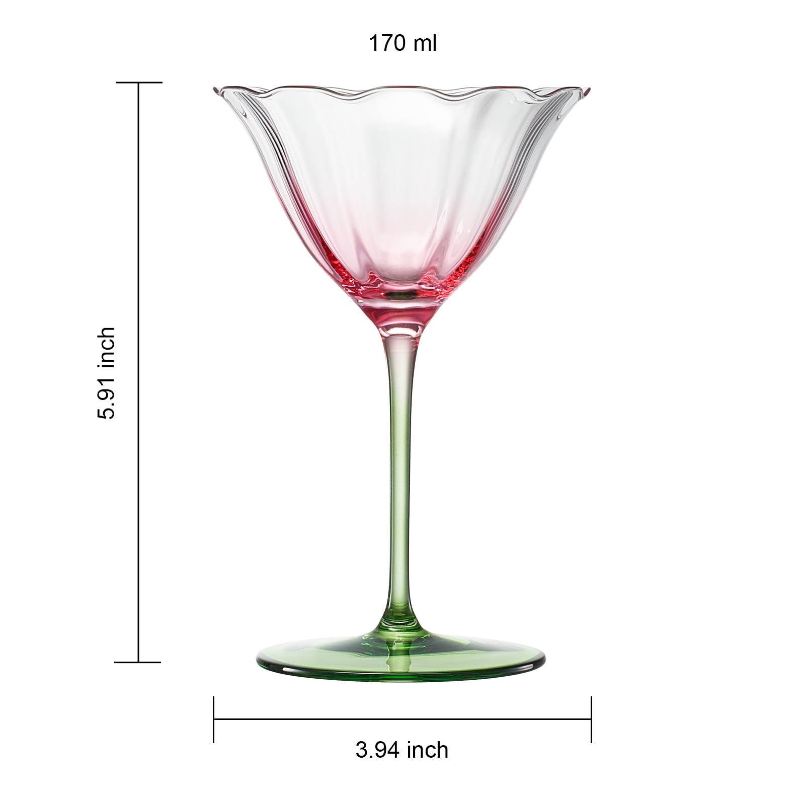 Tulip-Shaped Champagne Coupe Glass Set of 2